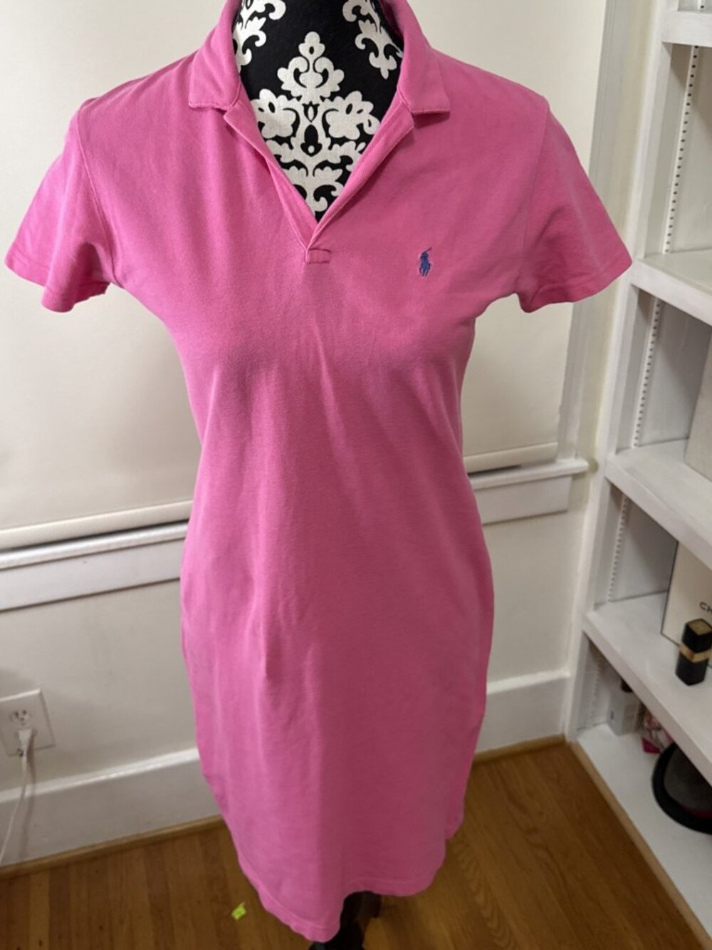 Ralph Lauren Sport Dress Womens S Pink Blue Polo Shirt Pony Logo